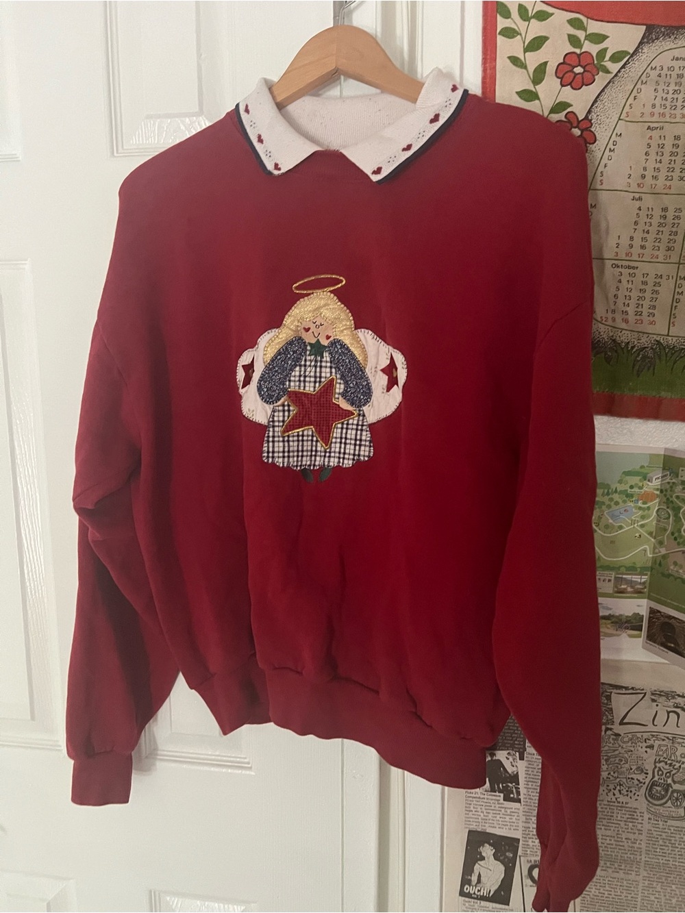 Red Holiday Angel Crewneck Sweater